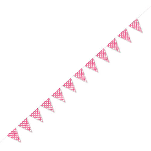 Party Balloon Hot Pink Polka Dots Flag 12 Feet Banner 