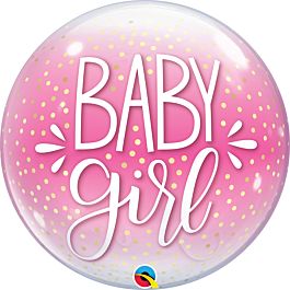 Baby Girl Gold dots Bubble balloon 22" 