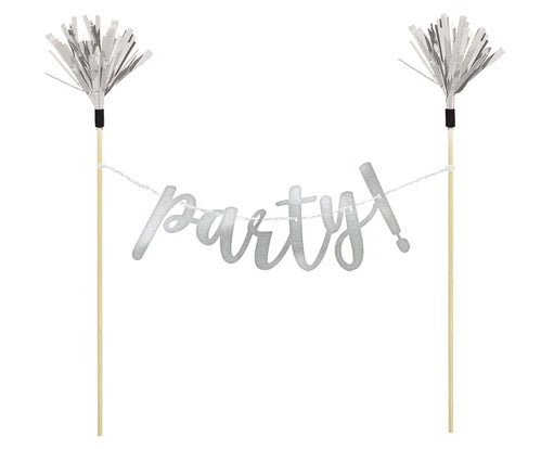 BANNER SILVER CAKE TOPPER