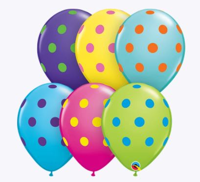 Party  Balloon 11" Polka Dots Colorful Assortments Latex Balloon-50CT