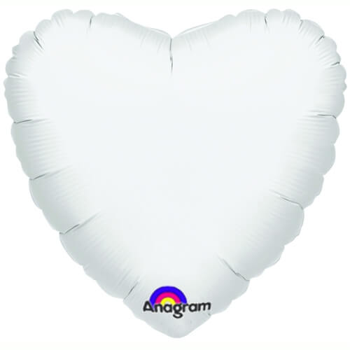 Party Balloon 18" Solid White Heart Shape Foil Balloon S15