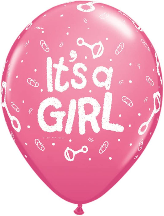 Party Balloon 11" It's A Girl Rattle Latex Balloon-50CT