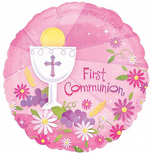 Party Balloon 18" First Communion Pink S40 1Ct.