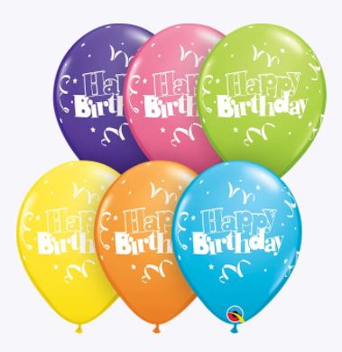Party Balloon 11" Birthday Steamers &amp; Stars Latex Balloon-50CT