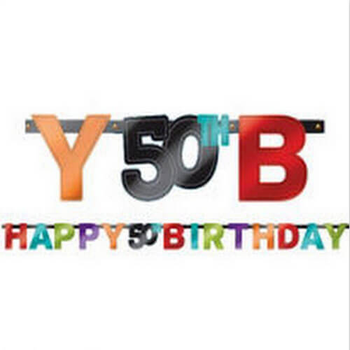 Party Balloon 50th Birthday Letter Banner 