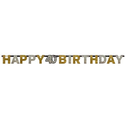 Party Balloon 40th Birthday Gold Sparkling Letter Banner