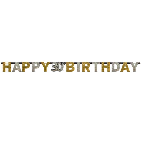Party  30th Birthday Gold Sparkling  Letter 7 Feet Banner