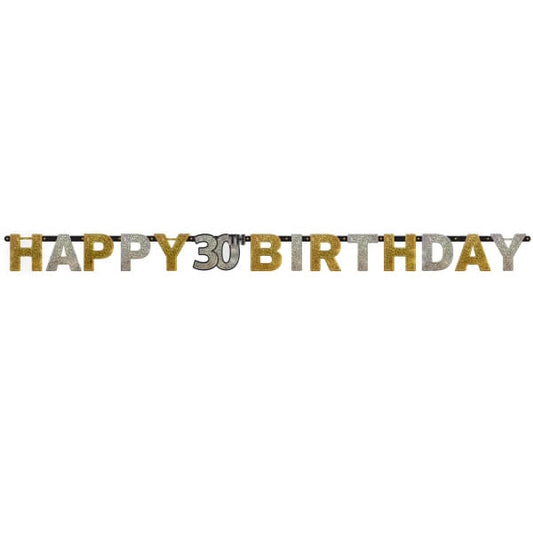 Party  30th Birthday Gold Sparkling  Letter 7 Feet Banner