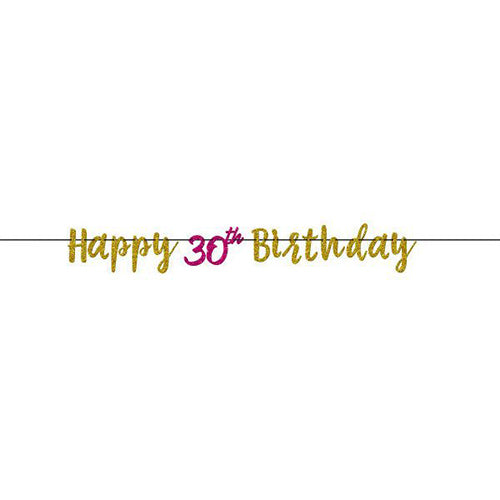 Party Balloon Letter Banner Glitter Pink And Gold 30th Birthday