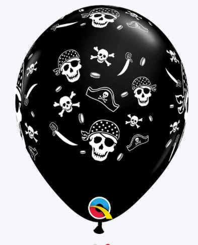 Party  Balloon 11" Pirate Skulls &amp; Cross Bones Latex Balloon-50CT