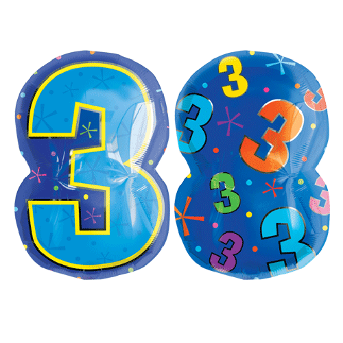 Party Balloons No. 3 Multi-Color Foil Balloon