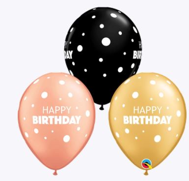 Party Balloon 11 Inch  BDAY BIg & LIttle Dots Balloons -50CT