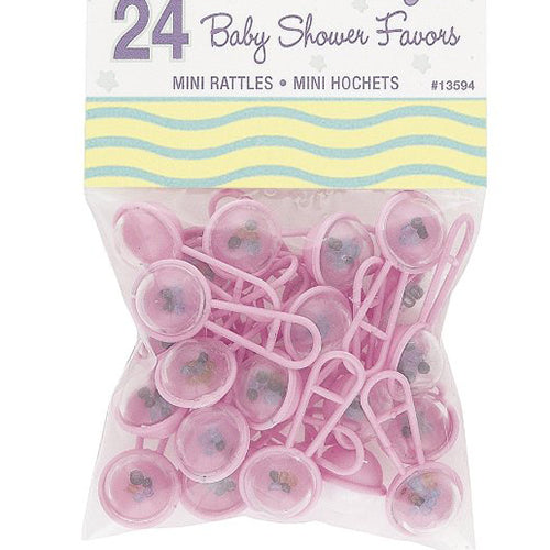 Party Balloons Mini Rattles Pink Baby Favour