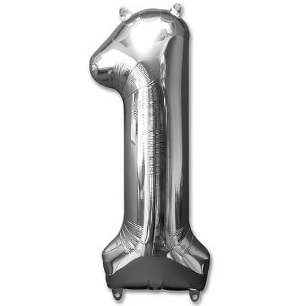 Party Balloons Number (1) Silver 40" Foil Balloon 