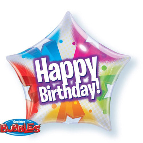Party Balloon 22" Birthday Stars &amp; Dot Patterns Bubble Balloon