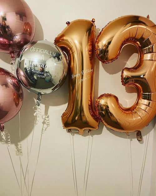 Personalised Silver ORBZ 13th Birthday Balloon Bouquet