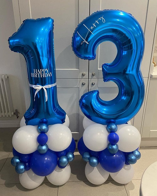 Blue Number 13th Birthday Balloon Bouquet