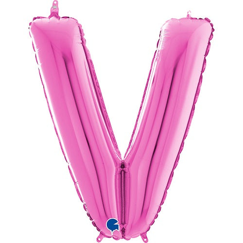 14" Pink Letter (V) foil Balloon 