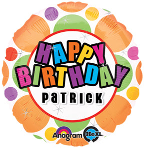 Party Balloon 18" Personalised B'Day Dots Balloon S70