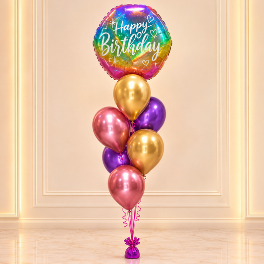 Happy Birthday Multi Colour Balloon Bouquet