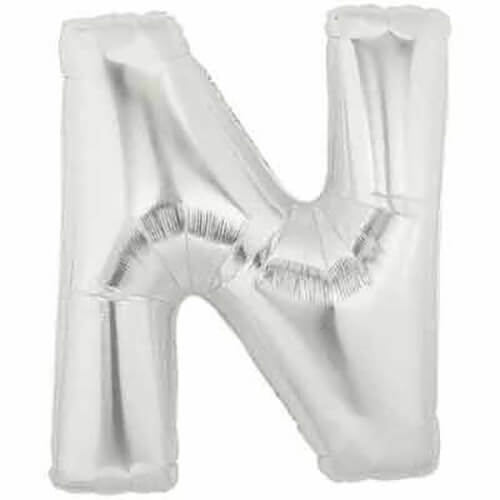 Party Balloon Alphabet N Silver Super Shape Foil Balloon