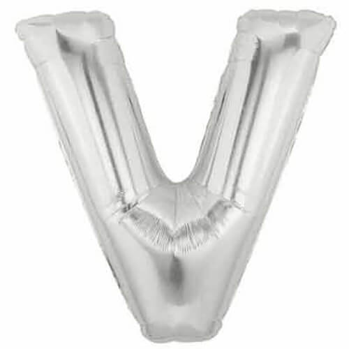 Party Balloon Alphabet V Silver Super Shape Foil Balloon