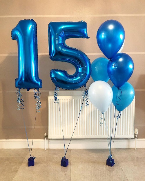 Party Balloons Blue 15th Birthday Bouquet