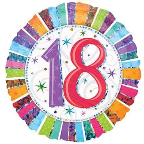 Party Balloon 18" Radiant 18th Birthday Foil Balloon S55