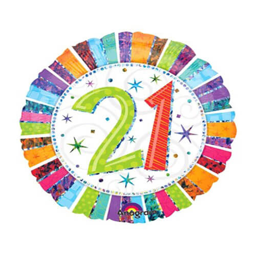 Party Balloon 18" Radiant 21st Foil Balloon S55