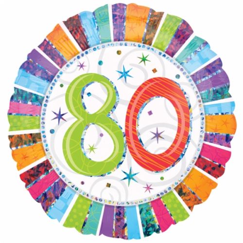 Party Balloon 18" Radiant Birthday 80th Foil Balloon S55