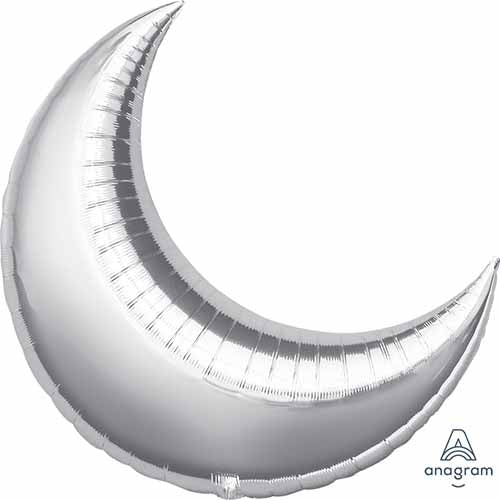 Silver Crescent Foil Balloon 35"