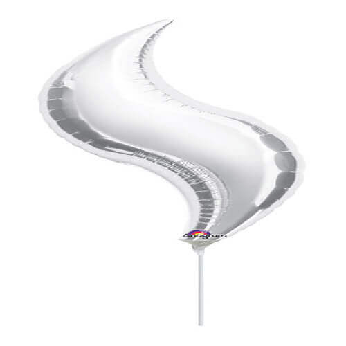 Party Balloon Silver Curve Foil Balloon 36" 