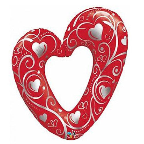 Party Balloon Hearts &amp; Filigree Red Foil Balloon