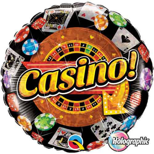 Party Balloons 18" Round Holographic Casino Foil Balloon