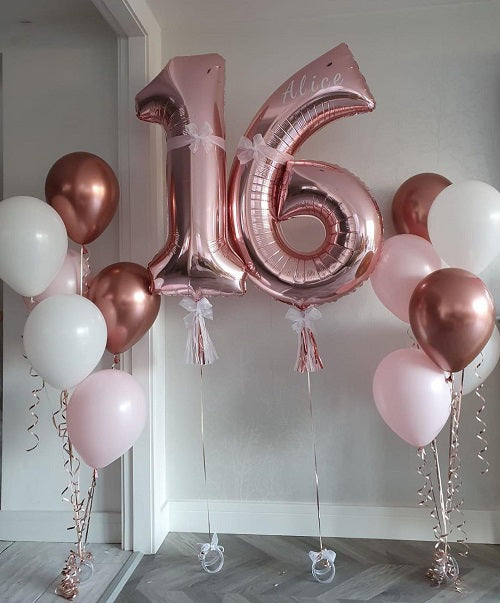 Party Balloons Rose Gold Theme 16th Birthday Balloon Bouquet