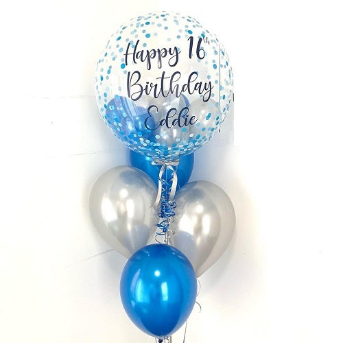 Party Balloons Blue Confetti 16th Birthday Balloon Bouquet