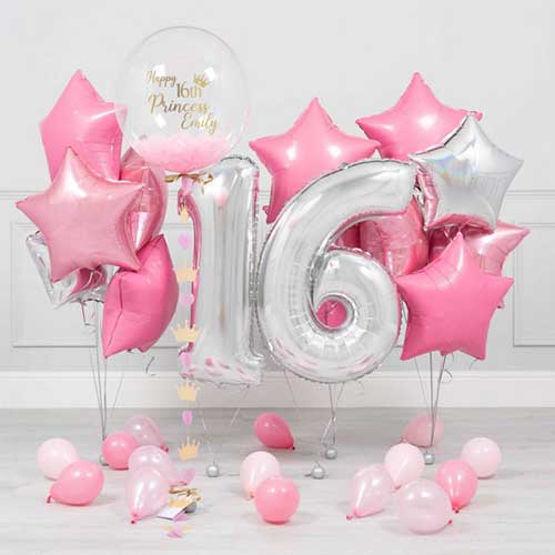 Personalised 16th Birthday Bubble Balloon Bouquet