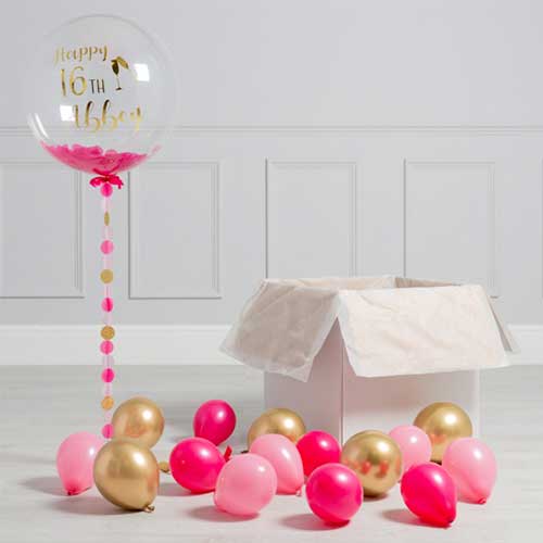 16th Birthday Party Personalized Bubble With Small Balloons