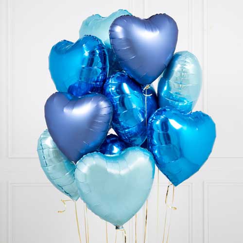 Party Balloons Blue Hearts Foil Balloon Bouquet