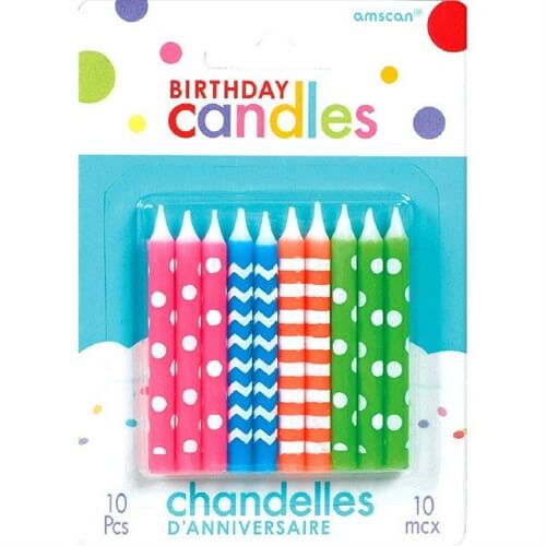 Party Balloons Celebrate Multicolor Neon Pattern Birthday Candle