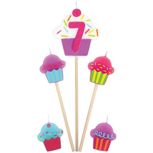 Party Balloon Candle Birthday Pick Cupcake #7