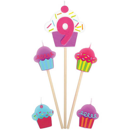 Party Balloon Candle Birthday Pick Cupcake #9