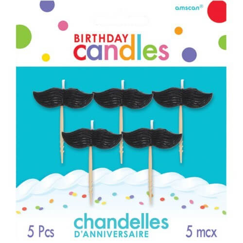 Party Balloon Moustache Birthday Toothpick Candles