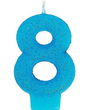 Party Balloon 3" Glitter Lite Blue #8 Candle 