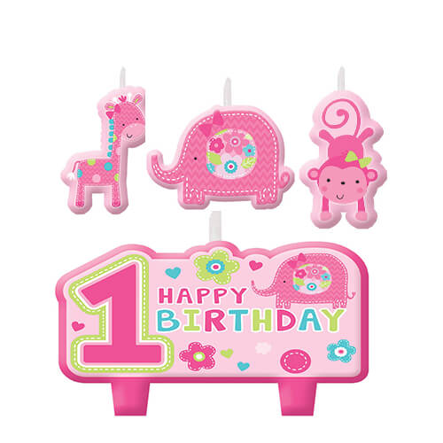 Party Balloon One Wild Girl 1st Birthday Candle Set