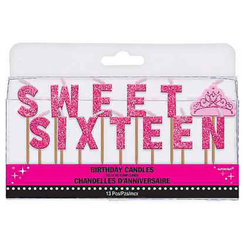 Party Balloon Sweet Sixteen Pick Candles