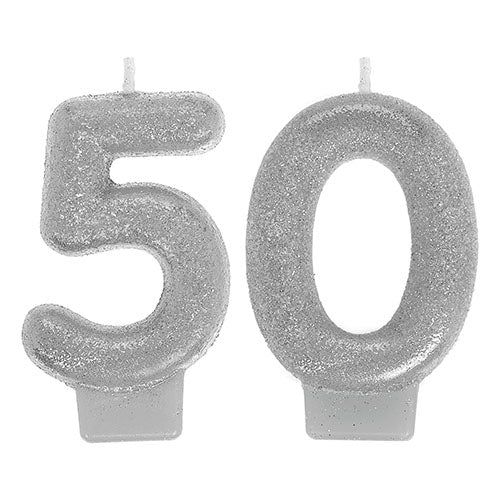 Party Balloon No. #50 Glitter Silver Sparkle Candle