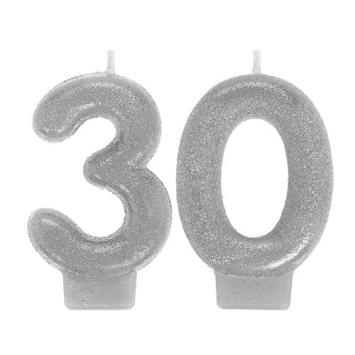 Party Balloon No. #30 Glitter Silver Sparkle Candle 