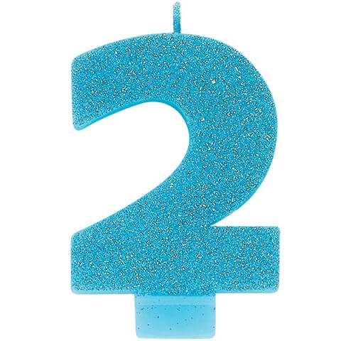 Party Balloon No. 2 Caribbean Blue Birthday Glitter Candle
