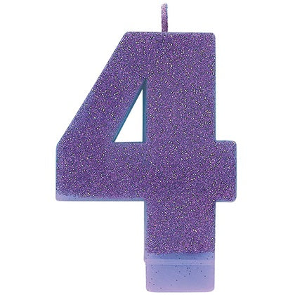 Party Balloon No. 4 Purple Glitter Candle